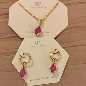 BP Gold Necklace with Pink Accents